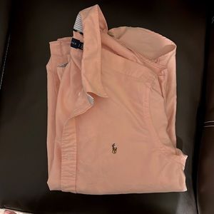 Light Orange Ralph Lauren Long Sleeve Button Up Shirt
